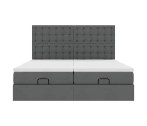 Osmaņu Gultas Rāmis Ar Matračiem Tumši Pelēks 180X200Cm Audums Vidaxl