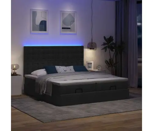 Osmaņu Gultas Rāmis Ar Matračiem Melns 180X200Cm Audums Vidaxl