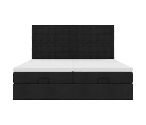 Osmaņu Gultas Rāmis Ar Matračiem Melns 180X200Cm Audums Vidaxl