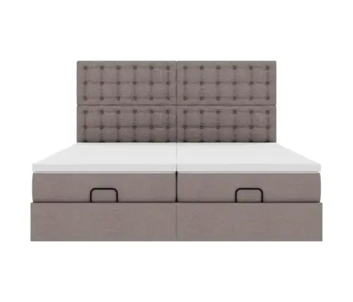 Osmaņu Gultas Rāmis Ar Matračiem Pelēkbrūns 180X200Cm Audums Vidaxl