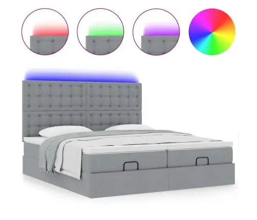 Osmaņu Gultas Rāmis Ar Matračiem Gaiši Pelēks 200X200Cm Audums Vidaxl