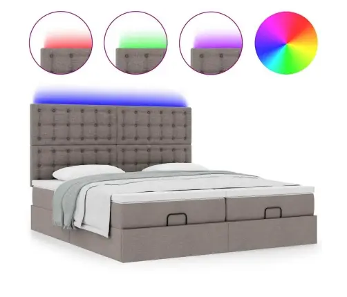 Osmaņu Gultas Rāmis Ar Matračiem Pelēkbrūns 200X200Cm Audums Vidaxl