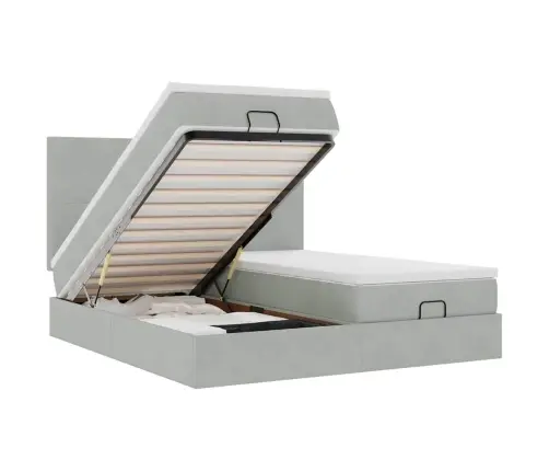 Osmaņu Gultas Rāmis Ar Matračiem Gaiši Pelēks 160X200Cm Audums Vidaxl