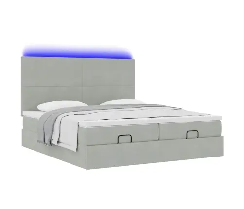 Osmaņu Gultas Rāmis Ar Matračiem Gaiši Pelēks 160X200Cm Audums Vidaxl