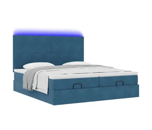 Ottomani Voodiraam Madratsitega, Tumesinine, 160X200 cm Samet