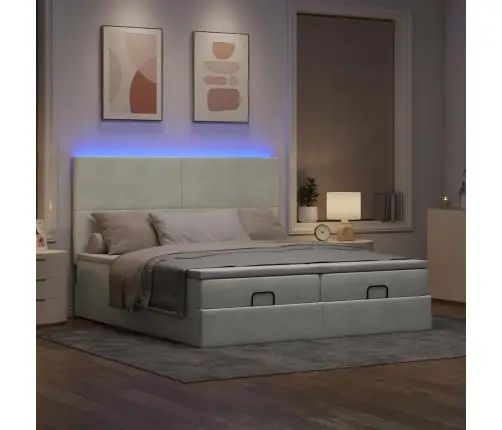 Osmanų Lovos Rėmas Su Čiužiniais, Pilkas, 180X200cm Aksomas