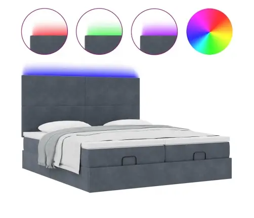 Ottomani Voodiraam Madratsitega, Tumehall, 180X200 cm Samet