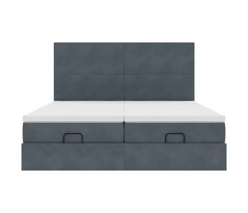 Ottomani Voodiraam Madratsitega, Tumehall, 180X200 cm Samet