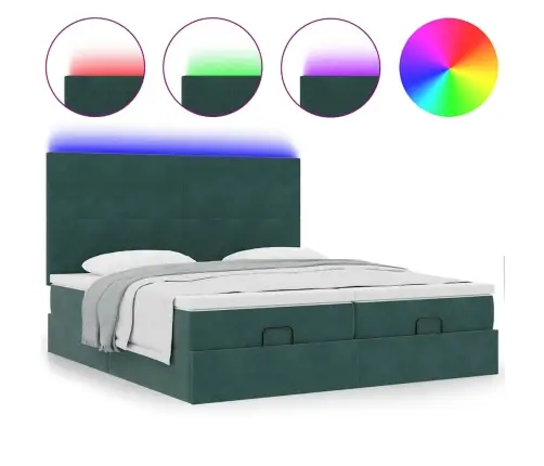 Osmaņu Gultas Rāmis Ar Matračiem Tumši Zaļš 180X200Cm Audums Vidaxl