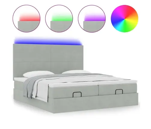 Osmaņu Gultas Rāmis Ar Matračiem Gaiši Pelēks 200X200Cm Audums Vidaxl