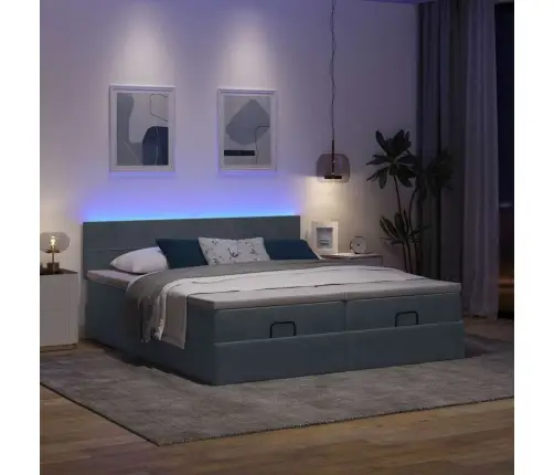 Osmaņu Gultas Rāmis Ar Matračiem Tumši Pelēks 200X200Cm Audums Vidaxl