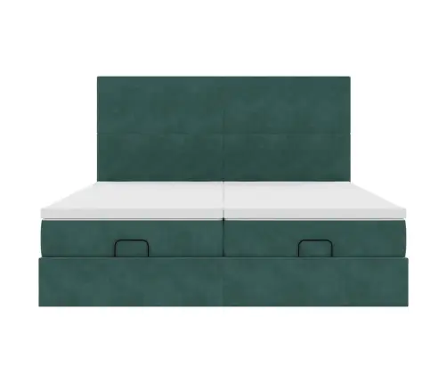 Osmaņu Gultas Rāmis Ar Matračiem Tumši Zaļš 200X200Cm Audums Vidaxl