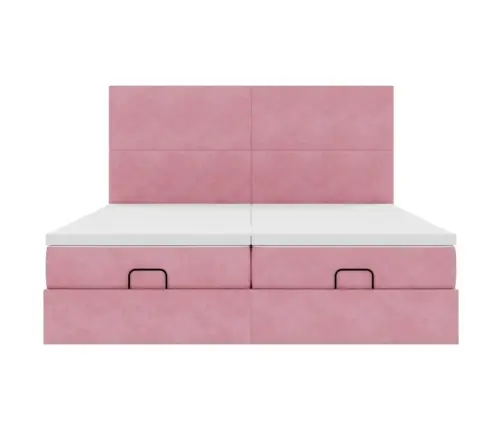 Osmaņu Gultas Rāmis Ar Matračiem Rozā 200X200Cm Audums Vidaxl