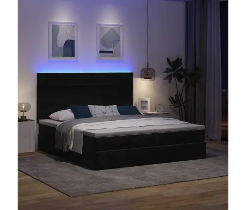 Osmaņu Gultas Rāmis Ar Matračiem Melns 160X200Cm Audums Vidaxl