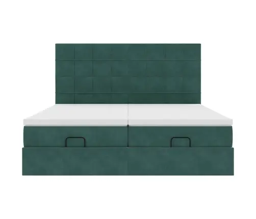 Osmanų Lovos Rėmas Su Čiužiniais, Žalias, 160X200cm Aksomas