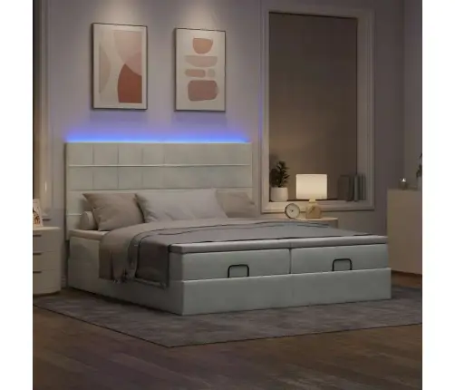 Osmaņu Gultas Rāmis Ar Matračiem Gaiši Pelēks 180X200Cm Audums Vidaxl