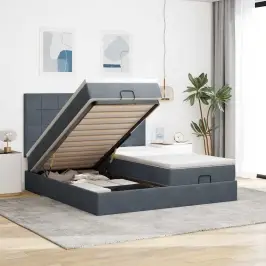 Osmaņu Gultas Rāmis Ar Matračiem Tumši Pelēks 180X200Cm Audums Vidaxl