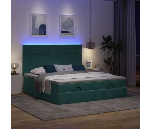 Osmaņu Gultas Rāmis Ar Matračiem Tumši Zaļš 180X200Cm Audums Vidaxl