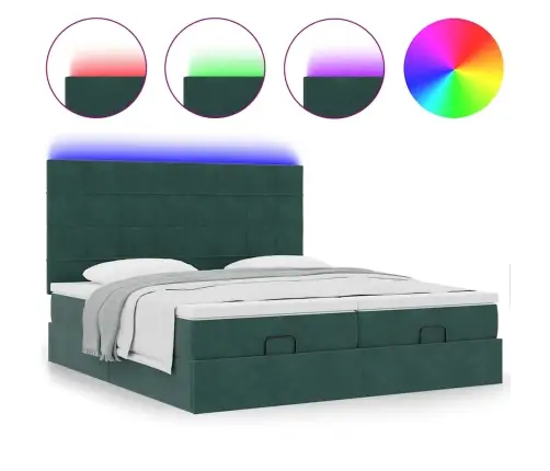 Osmaņu Gultas Rāmis Ar Matračiem Tumši Zaļš 180X200Cm Audums Vidaxl