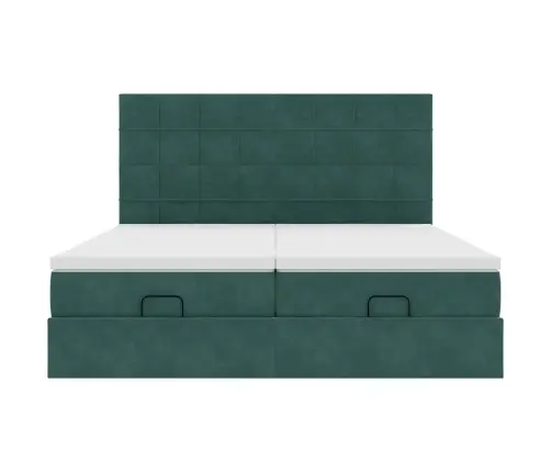Osmaņu Gultas Rāmis Ar Matračiem Tumši Zaļš 180X200Cm Audums Vidaxl