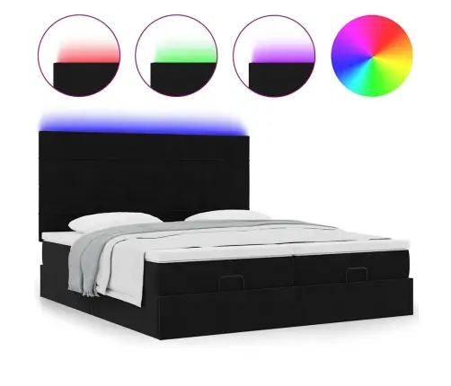 Osmanų Lovos Rėmas Su Čiužiniais, Juodas, 200X200cm Aksomas