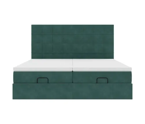 Osmanų Lovos Rėmas Su Čiužiniais, Žalias, 200X200cm Aksomas