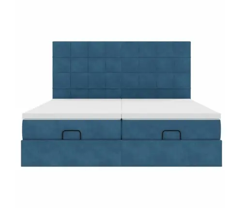 Osmaņu Gultas Rāmis Ar Matračiem Tumši Zils 200X200Cm Audums Vidaxl