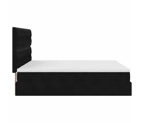 Ottomani Voodiraam Madratsitega, Must, 160X200 cm Samet