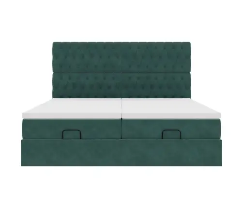 Osmaņu Gultas Rāmis Ar Matračiem Tumši Zaļš 160X200Cm Audums Vidaxl