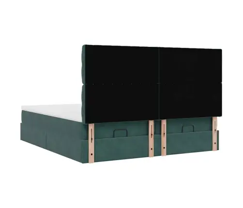 Osmaņu Gultas Rāmis Ar Matračiem Tumši Zaļš 160X200Cm Audums Vidaxl
