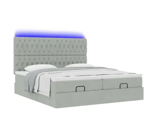 Osmaņu Gultas Rāmis Ar Matračiem Gaiši Pelēks 180X200Cm Audums Vidaxl