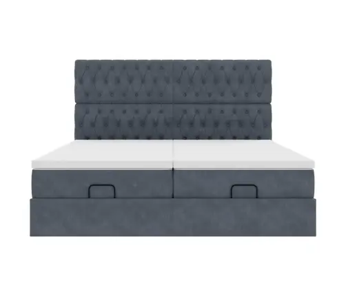 Osmaņu Gultas Rāmis Ar Matračiem Tumši Pelēks 180X200Cm Audums Vidaxl