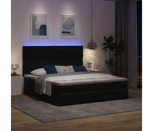 Osmaņu Gultas Rāmis Ar Matračiem Melns 180X200Cm Audums Vidaxl