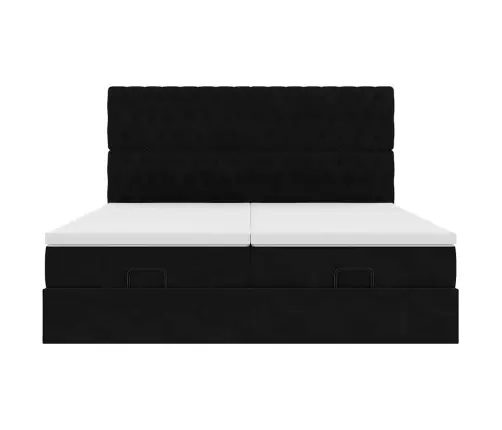 Osmaņu Gultas Rāmis Ar Matračiem Melns 180X200Cm Audums Vidaxl