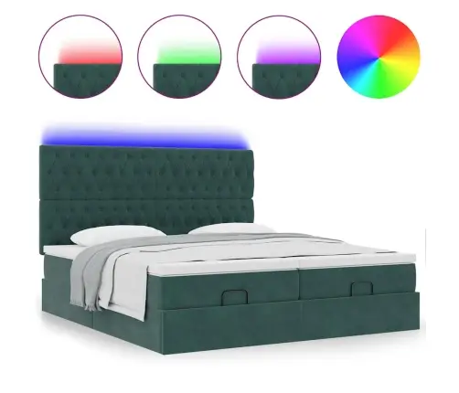 Osmaņu Gultas Rāmis Ar Matračiem Tumši Zaļš 180X200Cm Audums Vidaxl