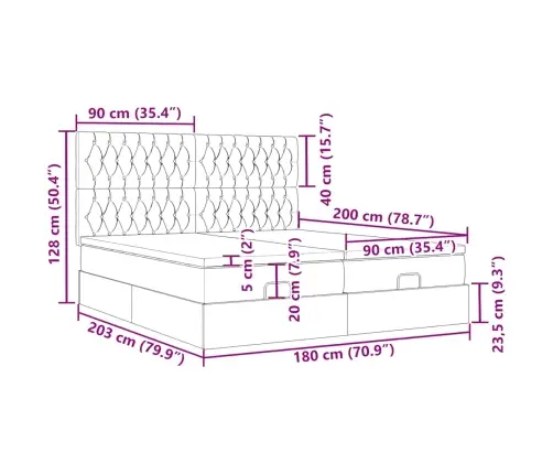 Osmaņu Gultas Rāmis Ar Matračiem Tumši Zaļš 180X200Cm Audums Vidaxl