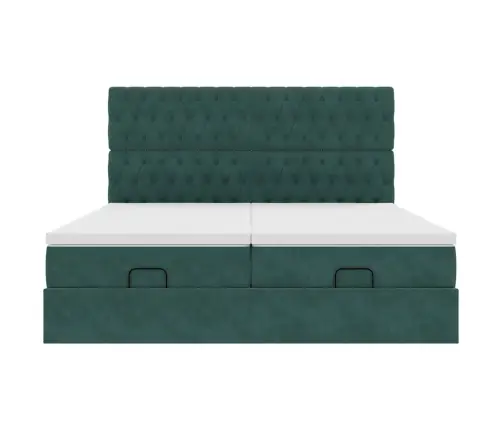 Osmaņu Gultas Rāmis Ar Matračiem Tumši Zaļš 180X200Cm Audums Vidaxl