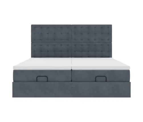 Ottomani Voodiraam Madratsitega, Tumehall, 160X200 cm Samet