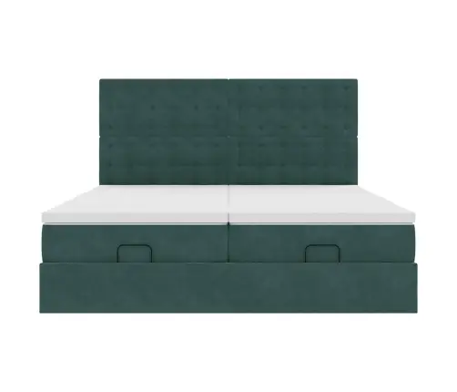 Ottomani Voodiraam Madratsitega, Tumeroheline, 160X200cm Samet