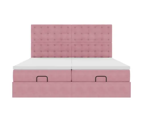 Osmaņu Gultas Rāmis Ar Matračiem Rozā 160X200Cm Audums Vidaxl