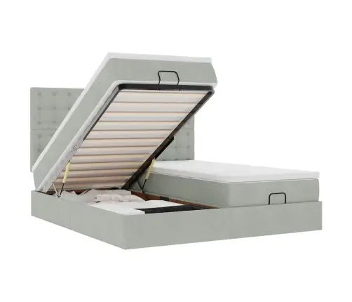 Osmaņu Gultas Rāmis Ar Matračiem Gaiši Pelēks 180X200Cm Audums Vidaxl