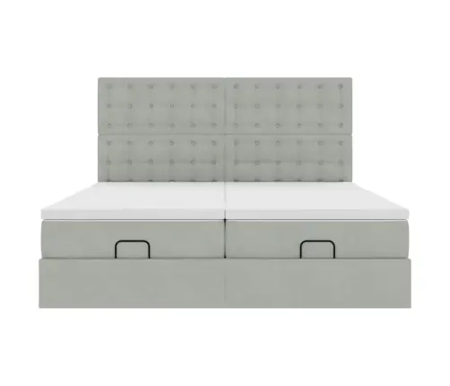 Osmaņu Gultas Rāmis Ar Matračiem Gaiši Pelēks 180X200Cm Audums Vidaxl