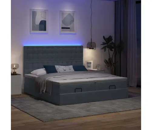 Osmaņu Gultas Rāmis Ar Matračiem Tumši Pelēks 180X200Cm Audums Vidaxl
