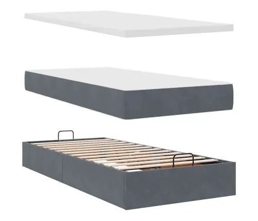 Osmaņu Gultas Rāmis Ar Matračiem Tumši Pelēks 180X200Cm Audums Vidaxl