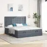 Osmaņu Gultas Rāmis Ar Matračiem Tumši Pelēks 180X200Cm Audums Vidaxl