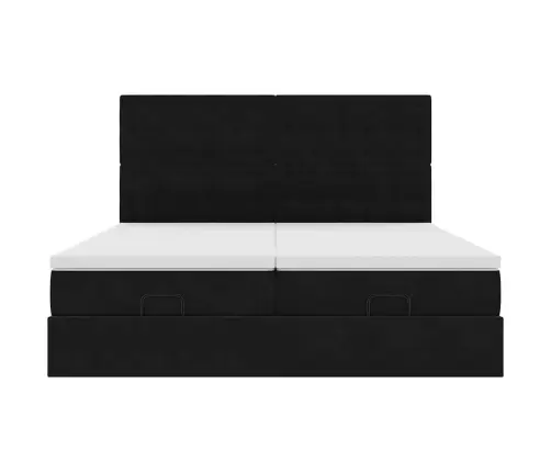 Osmaņu Gultas Rāmis Ar Matračiem Melns 180X200Cm Audums Vidaxl