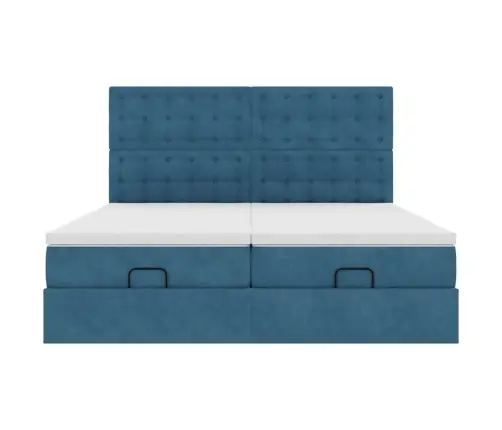 Ottomani Voodiraam Madratsitega, Tumesinine, 180X200 cm Samet