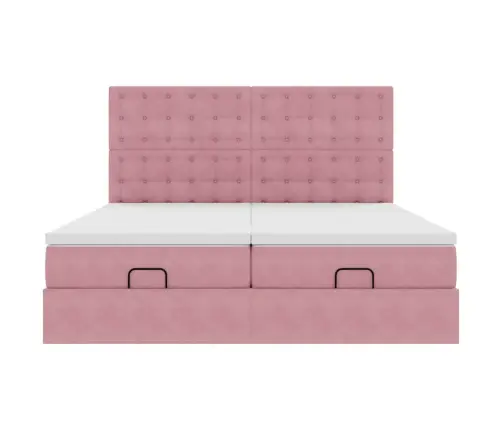 Osmaņu Gultas Rāmis Ar Matračiem Rozā 180X200Cm Audums Vidaxl