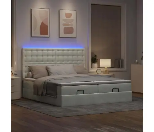 Ottomani Voodiraam Madratsitega, Helehall, 200X200 cm Samet