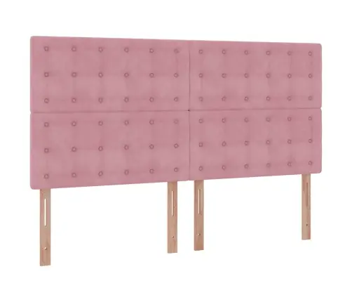 Osmaņu Gultas Rāmis Ar Matračiem Rozā 200X200Cm Audums Vidaxl